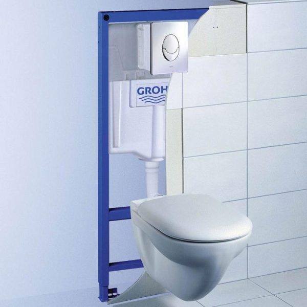 GROHE RAPID SL WC WALL HUNG TOILET FRAME 98CM WITH FLUSH PLATE BRACKETS AND MAT 