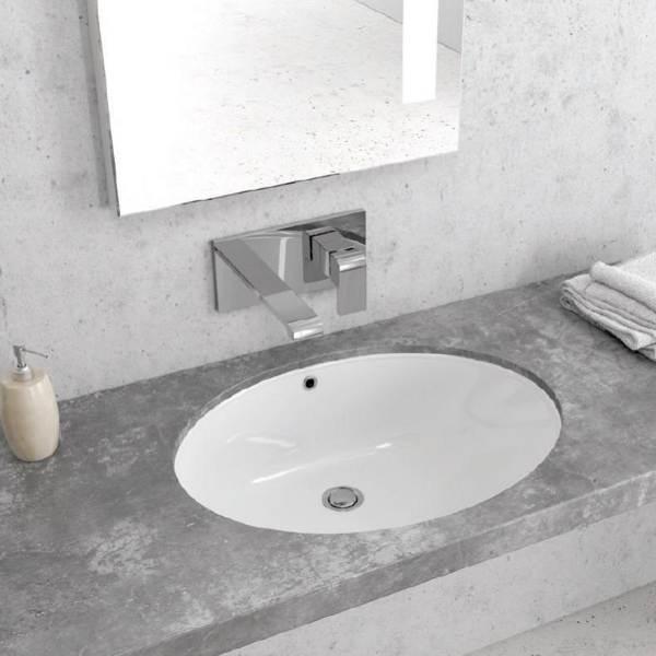 Karag Hilton 1015 White Glossy Oval, 37×19 Bathroom Vanity Top Carrara Marble