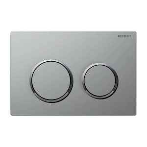 115.085.KN.1 Omega 20 Geberit Satine Dual Flush Plate for Concealed Cistern 2 Round Button