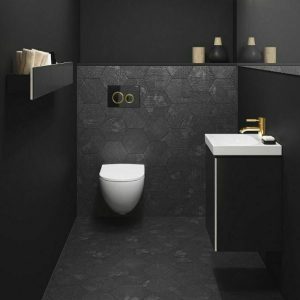 115.652.SJ.1 Sigma 21 Geberit Black Glass Dual Flush Plate for Concealed Cistern 2 Round Button