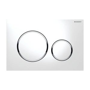 115.882.KJ.1 Sigma 20 Geberit White Dual Flush Plate for Concealed Cistern 2 Round Button