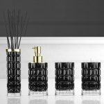 Luxury Crystal Black Gold Bathroom Accessories Set Glass Design Valentino