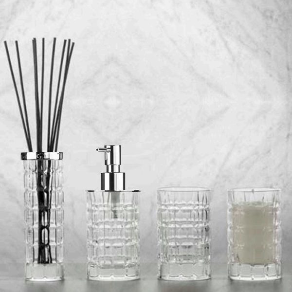 Luxury Crystal Clear Chrome Bathroom Accessories Set Glass Design Valentino