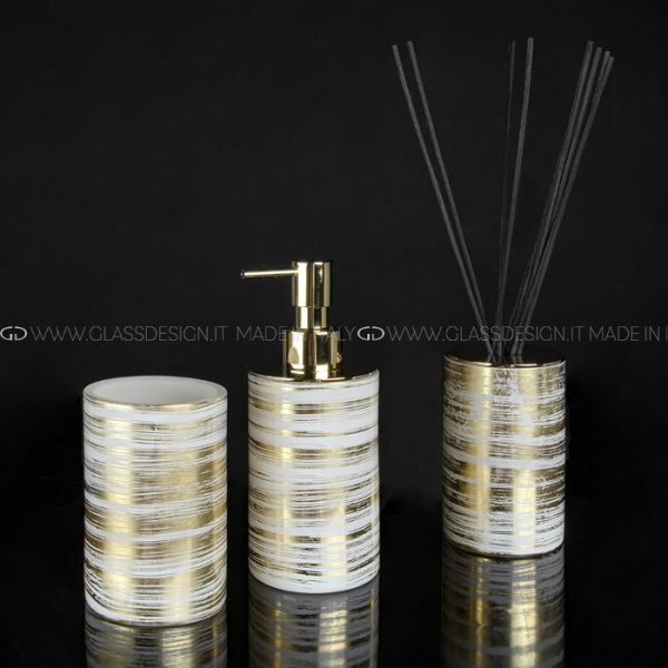 Luxury Crystal White Gold Bathroom Accessories Set Glass Design GRAFFITI
