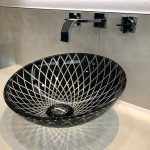 Luxury countertop wash basin black italian Glass Design Xeni