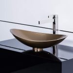 Luxury italian countertop wash basin oval 65×38 Glass Design INFINITY Starlight Champagne