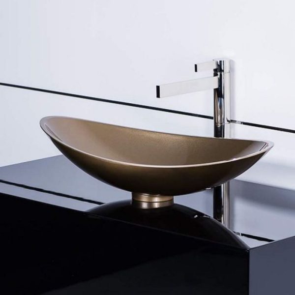Glass Design Infinity Starlight Champagne Modern Countertop Wash Basin 65x38