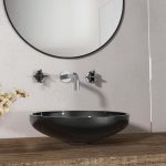 Italian wash basin countertop luxury round black Glass Design Aqua Schwarz