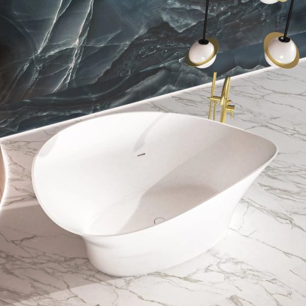 Luxury free standing bath tub white 175x83 Flower Style Glass Design