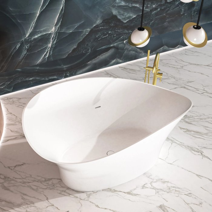 Flower Style White free standing bath tub italian 175×83 Glass Design