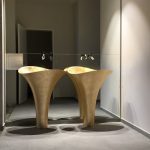 Italian free standing washbasin Glass Design Flower Evolution Gold Leaf