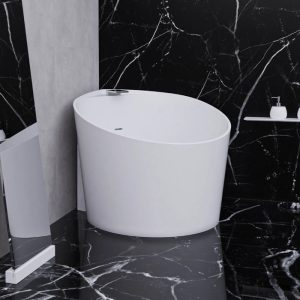Mini white matt round free standing bath tub italian Glass Design