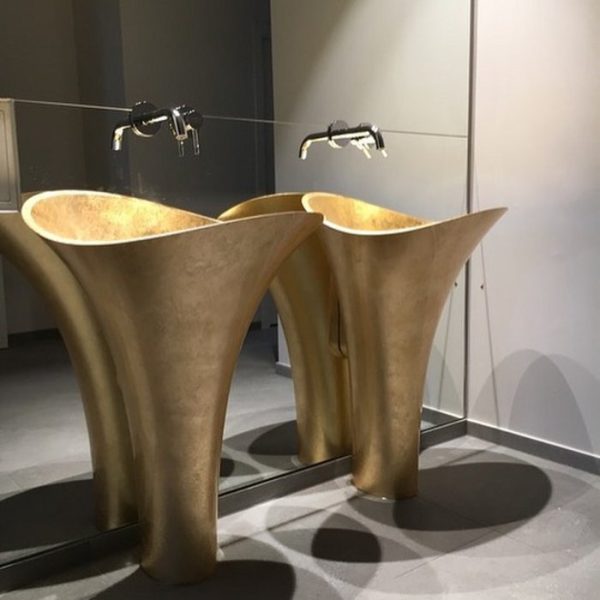 free standing bathroom sink gold handmade abstract 70x46 Glass Design FLOwer Evo