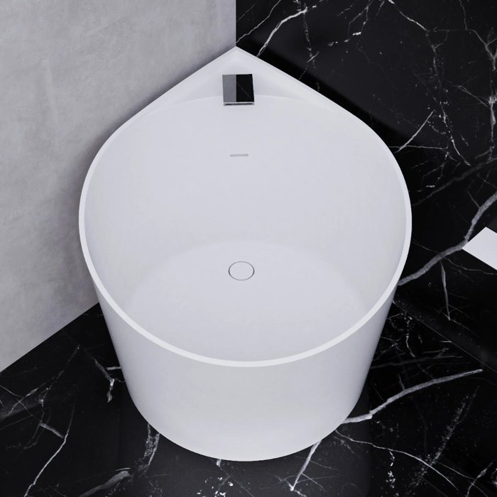 Mini white matt round free standing bath tub italian Glass Design