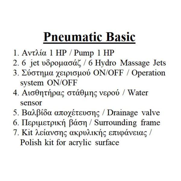 Συστημα υδρομασαζ Pneumatic Basic Sanitec Flobali