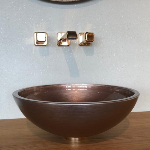 Luxury bathroom hand wash basin countertop Bronze Metropole Round Glass Design
