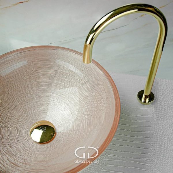 Ιταλικοι νιπτηρες μπανιου επικαθημενοι ροζ χρυσοι στρογγυλοι Metropole Round Glass Design