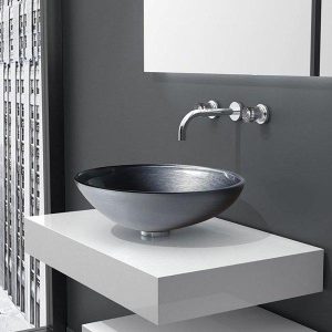 Luxury Silver Countertop Wash Basin Ø44 Glass Design Metropole Round 44