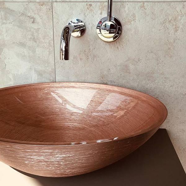 Luxury Gold Pink Countertop Washbasin Ø44 Glass Design Metropole Round 44