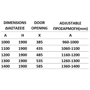 Modern Black Sliding Shower Door 6mm Clear Safety Glass Nanoskin 190H Orabella ENERGY Dimensions