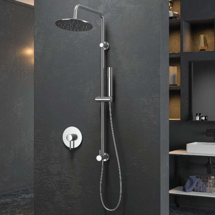 LUCY C6326B Fixed Stainless Steel Shower Rigid Kit with Wall Outlet Elbow