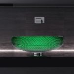 Italian countertop wash basin round green Glass Design Scenic Ramada