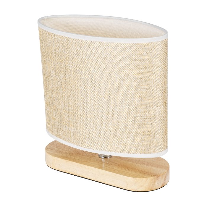 Chiara 01241 Modern Wood Oval Table Lamp with Beige Shade