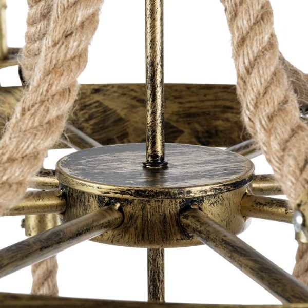 Bronze and Rope details from Pendant Ceiling Light Candlestick Chandelier 01405 Bavarian