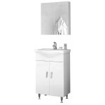 Drop Luna 55 White Floor Standing Bathroom Furniture with Washbasin Set 54χ46