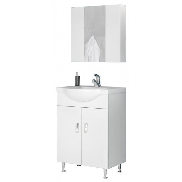 Drop Luna 65 White Floor Standing Bathroom Furniture with Washbasin Set 64x46