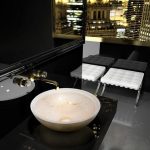 Countertop bathroom sink luxury italian round Gold White Glass Design Ocean