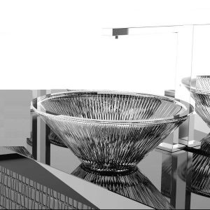 Round Countertop Wash Basin Glass Design Tekno Materic Transparent