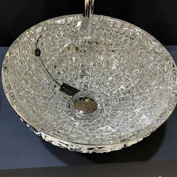 Glass Design Ice 34 Lux Silver Round Countertop Wash Basin Ø34