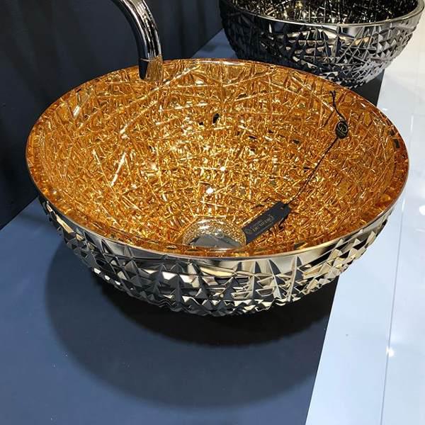 Luxury italian round gold countertop washbasin Ice 34 Lux