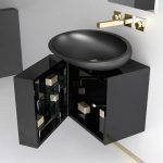 Μαύρα ιταλικά έπιπλα μπάνιου με μαύρο νιπτήρα Cool Max Glass Design