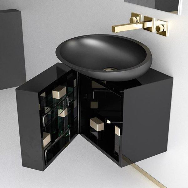 Modern italian black vanity unit + black sink Kool Max