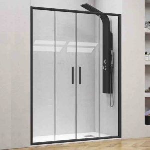 Industrial Black Double Sliding Shower Door Clear Safety Glass 6mm 190H Karag Flora Nero 600