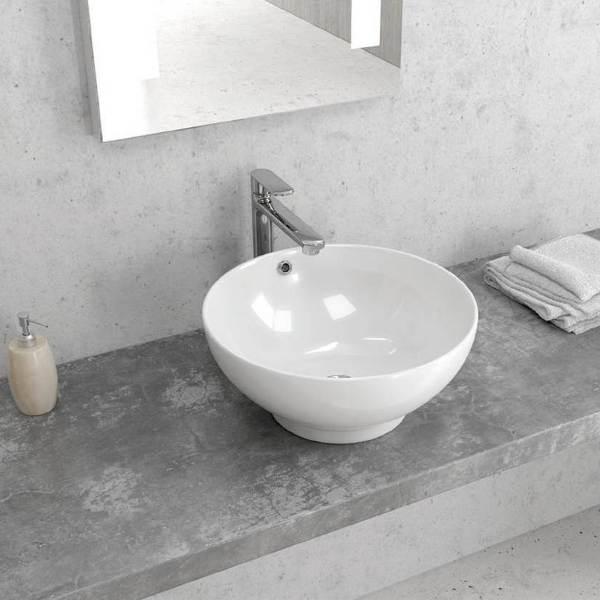 Karag Lt 3065 White Glossy Round, 37×19 Bathroom Vanity Top Carrara Marble