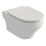 Clear Rimless Olympia Round Wall Hung Toilet with Soft Close Slim Seat 36×50