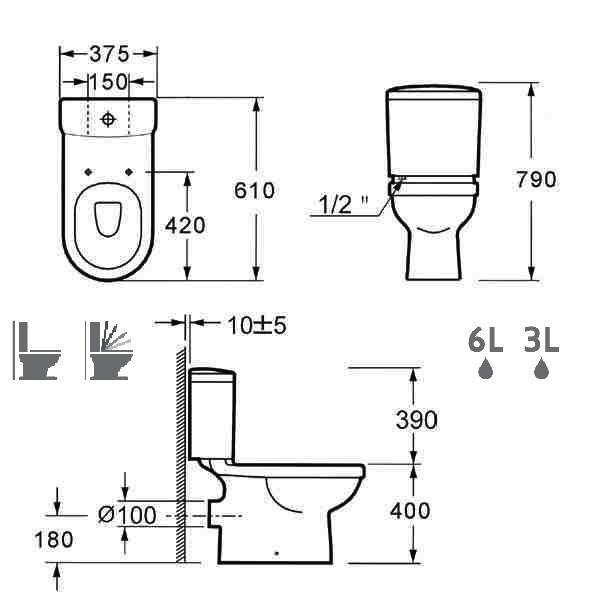Λεκανες τουαλετας δαπεδου μικρες σετ Διαστασεις Karag Amfipolis TR 125