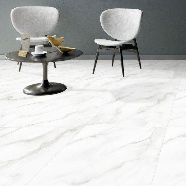 Statuario Bianco White Glossy Marble Effect Wall & Floor Porcelain Tile  60x120 - FloBaLi