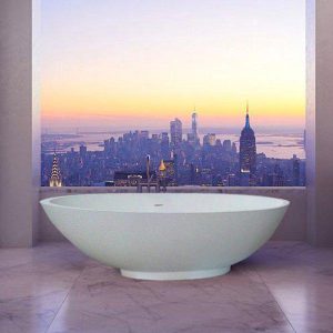 Solid Surface 4311 Modern Double Ended Curved White Mat Freestanding Bath 166x75