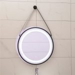Επιτοίχιοι μαύροι καθρέπτες μπάνιου με led φως στρογγυλοί 60
