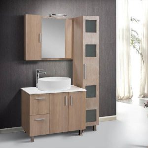 Modern Beige Plywood Floor Standing Bathroom Furniture Set 90x50 Margarita