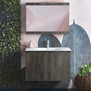 Plywood Brown Bathroom Furniture Wall Hung Set 77x47 62x47 Magnolia S Drop