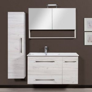 Dual M Modern Wall Hung Vanity Unit with Basin and Mirror Cabinet
