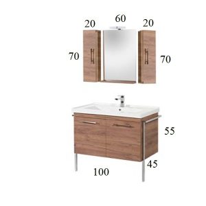 Floor Standing Bathroom Furniture Set 100x45 Aloe Metal