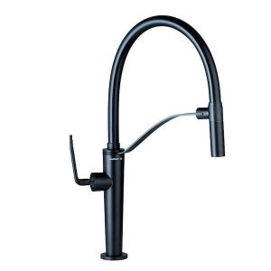 Modern Black Kitchen Mixer Tap with Pull Out Spray Newform O'Rama 68730.01