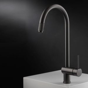 Newform Moony 3125 Black Kitchen Sink Mixer Tap with Pull Out Spray