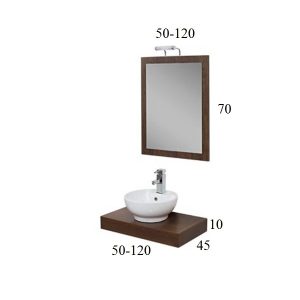 Prestige Plywood Wall Hung Counter Top Shelf with Mirror